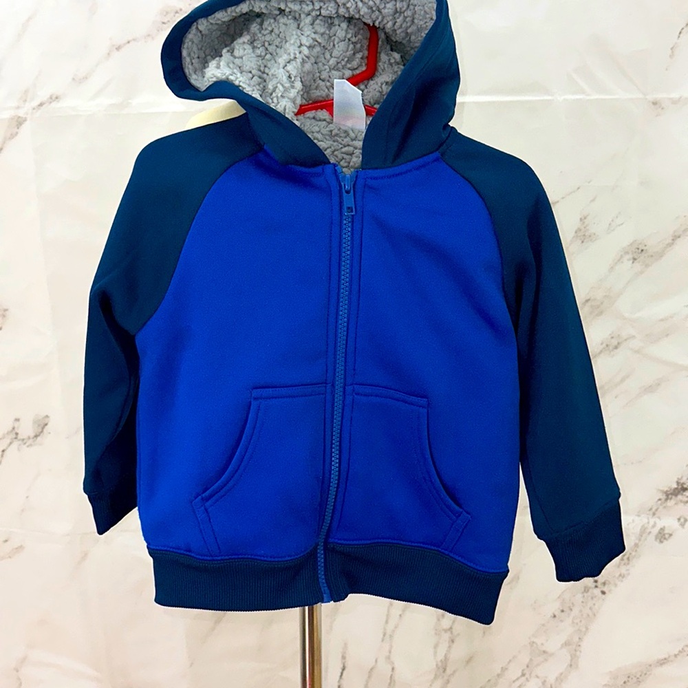 Sherpa Lined Boys Blue zip‎ Hoodie healthtex 3t